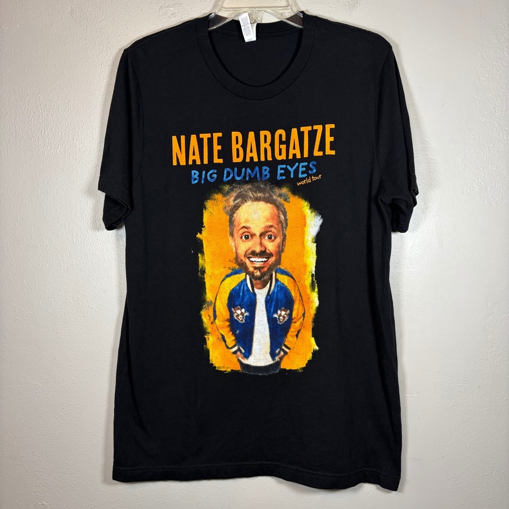 Nate Bargatze Big Dumb Eyes World Tour T-Shirt Mens Large Black Comedy Stand Up
